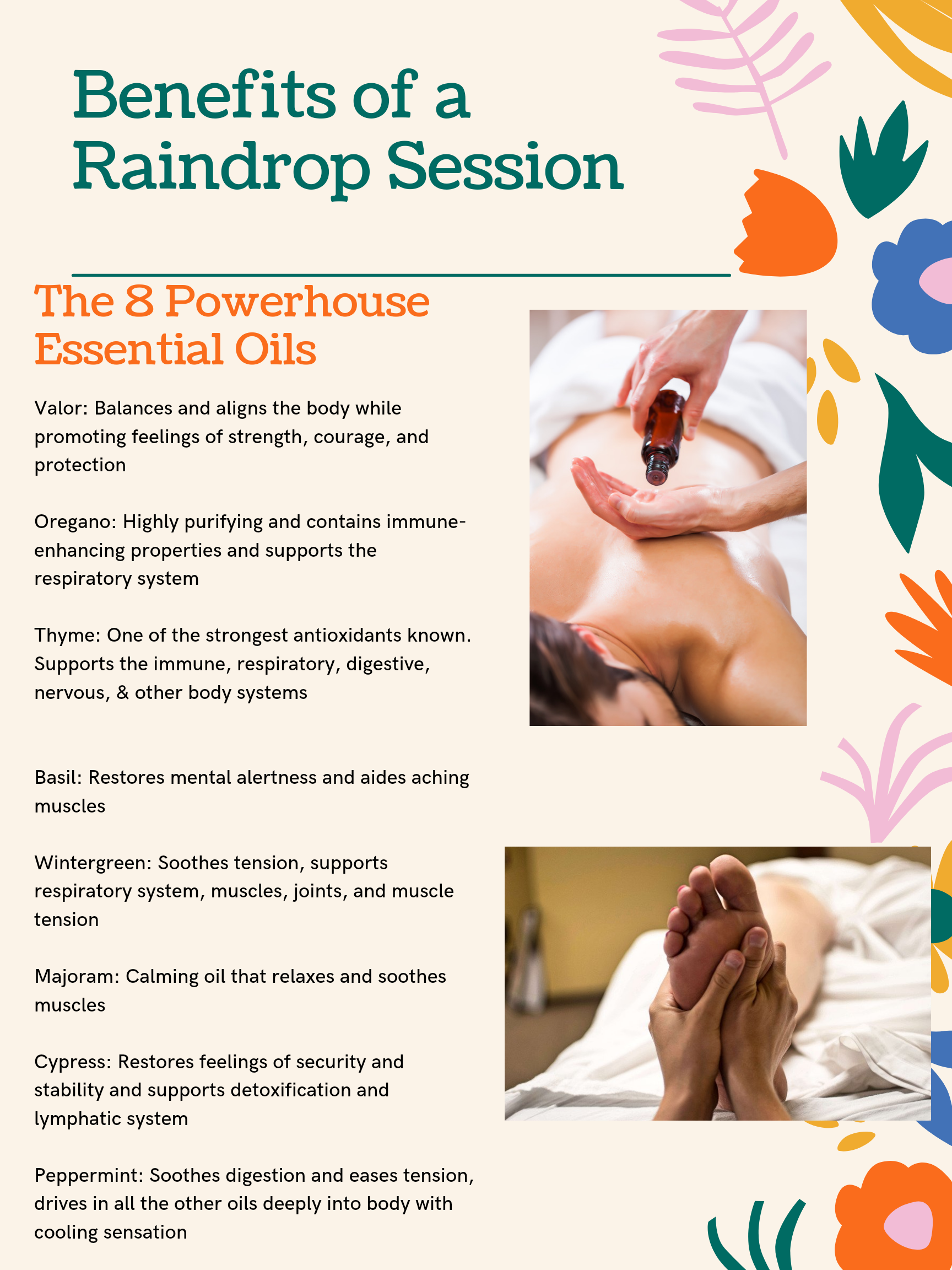 Benefits of a Raindrop Session informational poster