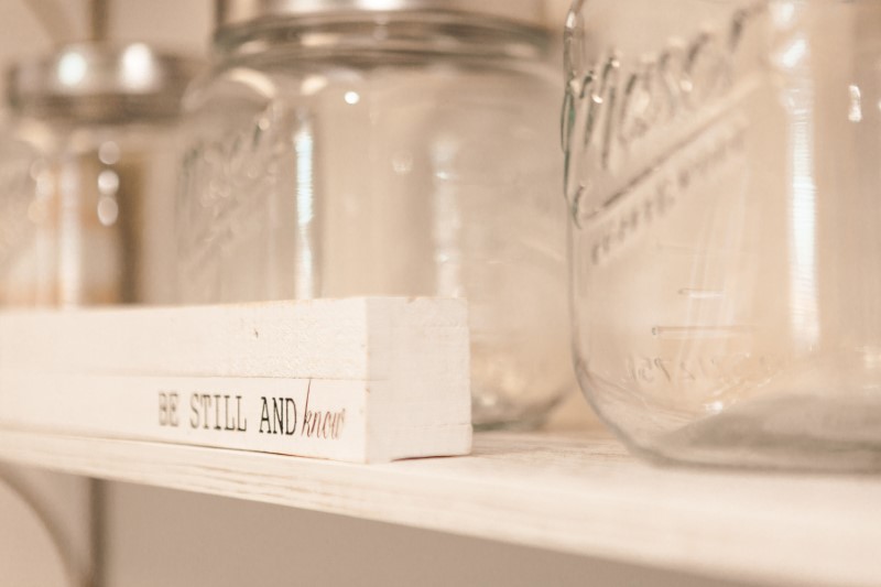 Glass jars on shelf